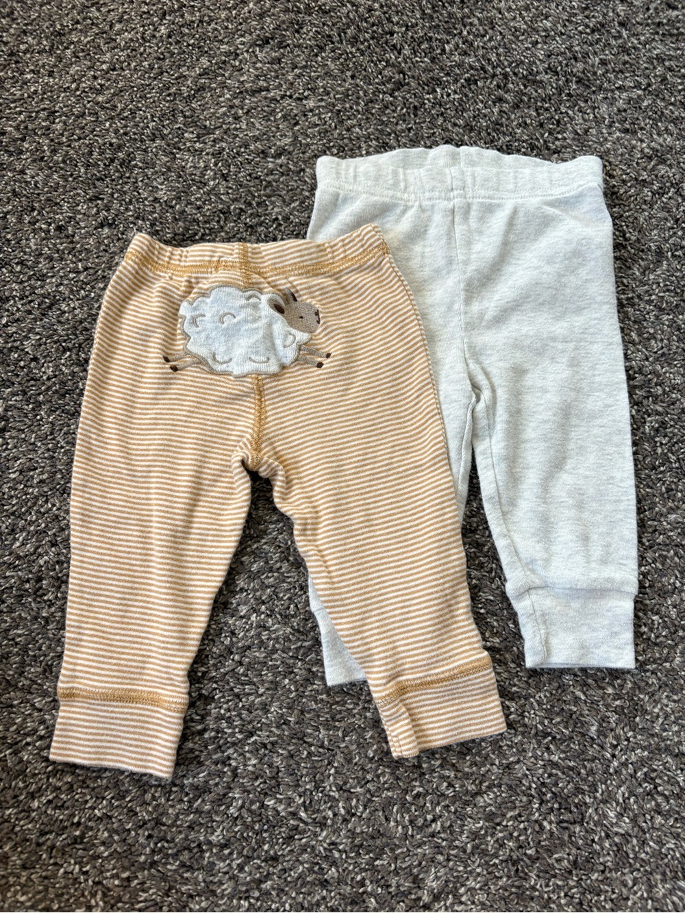 Carter's Yellow Stripe & Light Beige Joggers - Bundle of 2